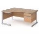 Contract Cantilever Ergonomic Desk with Two Drawer Pedestal